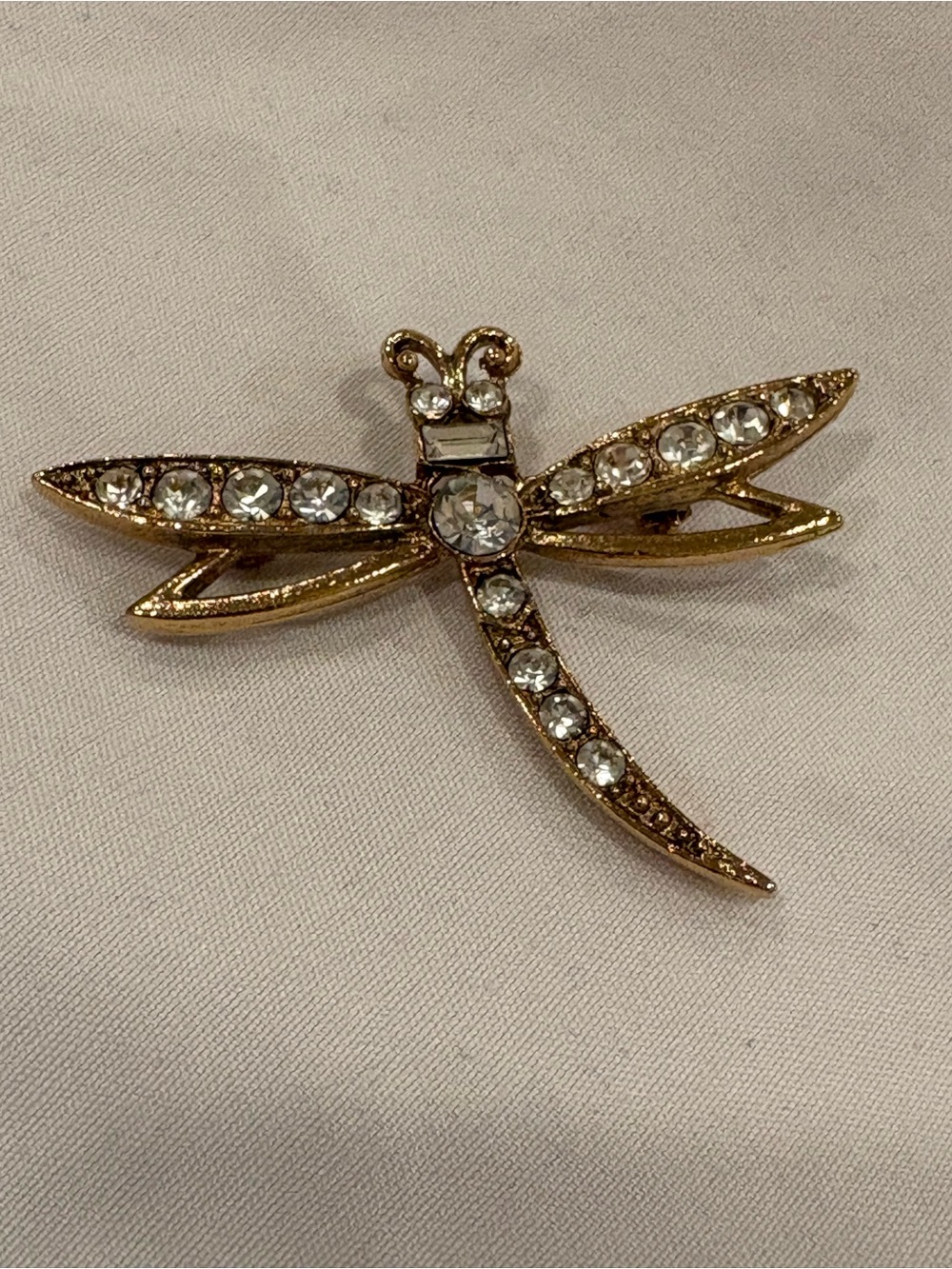 Vintage Dragonfly Rhinestone Brooch